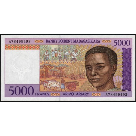 Madagascar - Pick 78b - 5'000 francs - 1'000 ariary - Série A - 1997 - Etat : SUP+