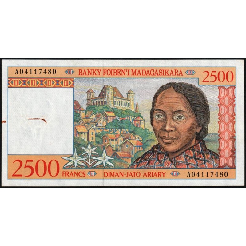 Madagascar - Pick 81 - 2'500 francs - 500 ariary - Série A - 1998 - Etat : TTB+