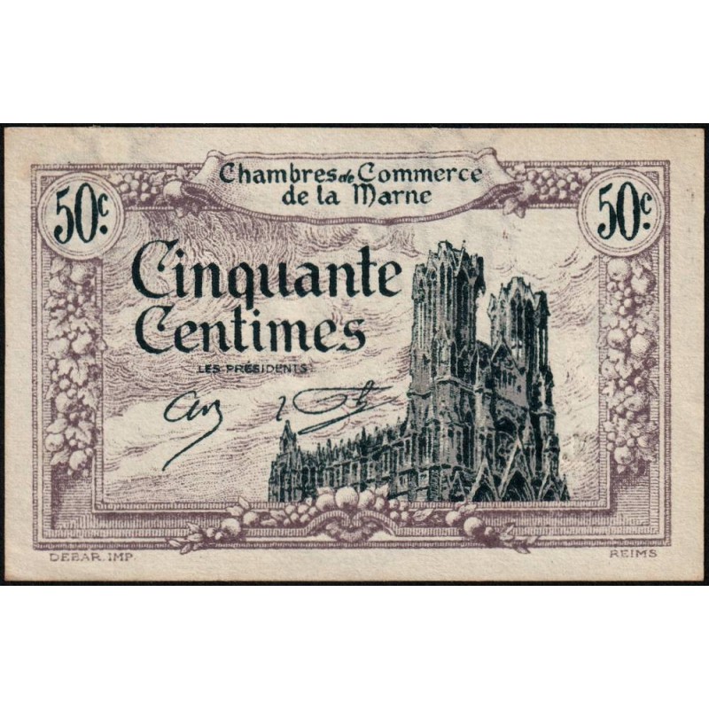 Châlons-sur-Marne, Epernay, Reims - Pirot 43-1 - 50 centimes - 10/10/1920 - Etat : TTB+