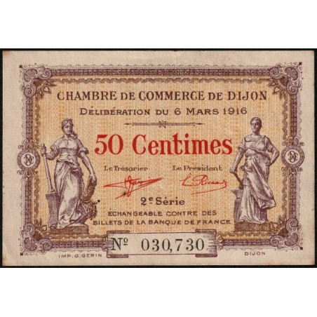 Dijon - Pirot 53-7 - 50 centimes - 2e série - 06/03/1916 - Etat : TTB+
