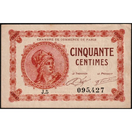 Paris - Pirot 97-10 - 50 centimes - Série J.5 - 10/03/1920 - Etat : TTB+