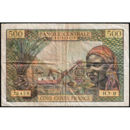 Centrafrique - Afrique Equatoriale - Pick 4f - 500 francs - Série H.7 - 1966 - Etat : TTB-