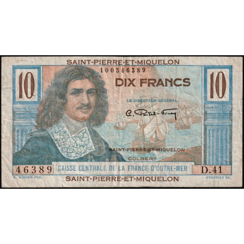 St-Pierre et Miquelon - Pick 23 - 10 francs - Série D.41 - 1950 - Etat : TB+