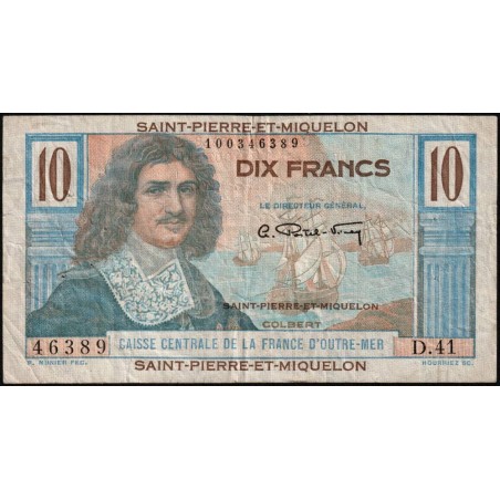 St-Pierre et Miquelon - Pick 23 - 10 francs - Série D.41 - 1950 - Etat : TB+