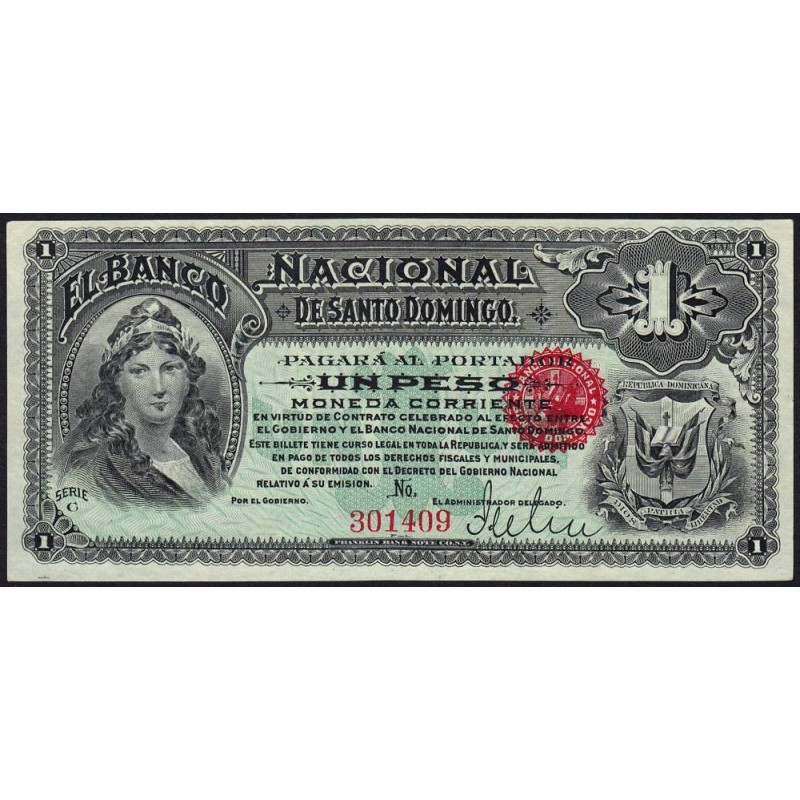 Rép. Dominicaine - Pick S131r - 1 peso - Série C - 1898 - Etat : pr.NEUF