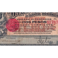 Rép. Dominicaine - Pick S132a - 2 pesos - Série D - 1898 - Annulé - Etat : TB-