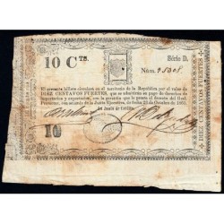 Rép. Dominicaine - Pick 28 - 10 centavos fuertes - Série D - 23/10/1865 - Etat : TTB