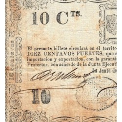 Rép. Dominicaine - Pick 28 - 10 centavos fuertes - Série D - 23/10/1865 - Etat : TTB