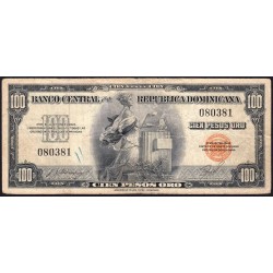 Rép. Dominicaine - Pick 65a_2 - 100 pesos oro - Sans série - 1955 - Etat : TB-