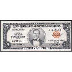 Rép. Dominicaine - Pick 68 - 5 pesos oro - Série BB - 1955 - Etat : SPL+