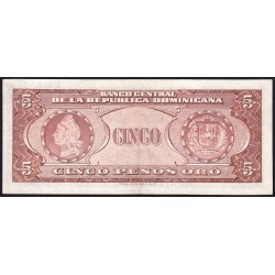 Rép. Dominicaine - Pick 68 - 5 pesos oro - Série BB - 1955 - Etat : SPL+