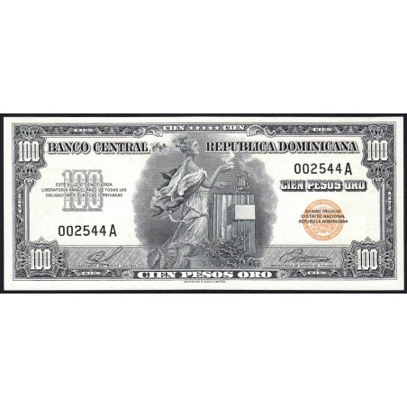 Rép. Dominicaine - Pick 84 - 100 pesos oro - Série A - 1959 - Etat : NEUF