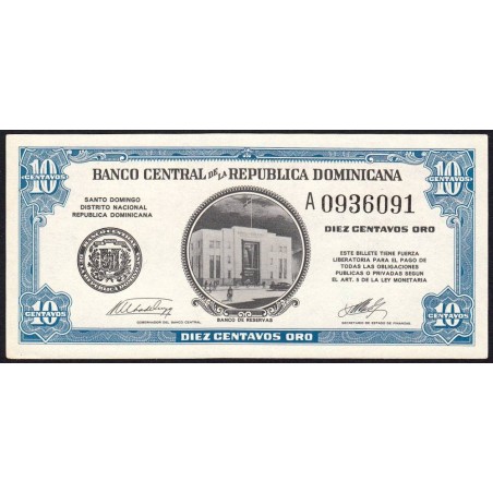 Rép. Dominicaine - Pick 85a - 10 centavos oro - Série A - 1962 - Etat : pr.NEUF