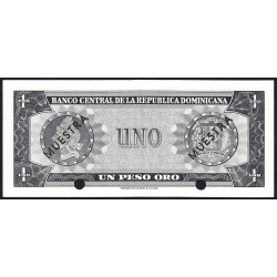 Rép. Dominicaine - Pick 99a_1s - 1 peso oro - Série AA - 1966 - Spécimen - Etat : pr.NEUF