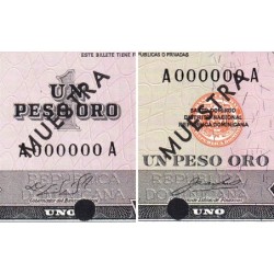 Rép. Dominicaine - Pick 99a_1s - 1 peso oro - Série AA - 1966 - Spécimen - Etat : pr.NEUF