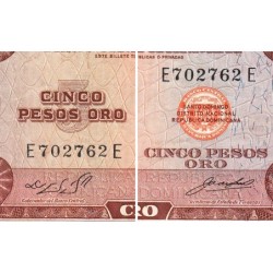 Rép. Dominicaine - Pick 100a_1 - 5 pesos oro - Série EE - 1965 - Etat : TB+