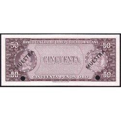 Rép. Dominicaine - Pick 103a_1s - 50 pesos oro - Série AA - 1965 - Spécimen - Etat : NEUF