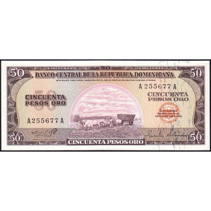 Rép. Dominicaine - Pick 103a_3 - 50 pesos oro - Série AA - 1973 - Etat : NEUF
