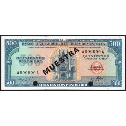 Rép. Dominicaine - Pick 105s - 500 pesos oro - Série AA - 1970 - Spécimen - Etat : NEUF