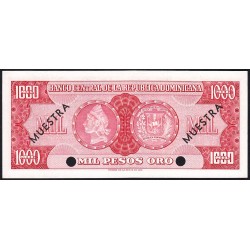 Rép. Dominicaine - Pick 106a_1s - 1'000 pesos oro - Série AA - 1965 - Spécimen - Etat : NEUF
