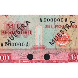 Rép. Dominicaine - Pick 106a_1s - 1'000 pesos oro - Série AA - 1965 - Spécimen - Etat : NEUF
