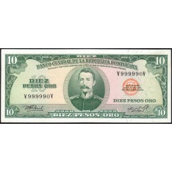 Rép. Dominicaine - Pick 110a_2 - 10 pesos oro - Série VV - 1976 - Etat : SPL