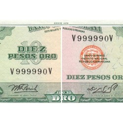 Rép. Dominicaine - Pick 110a_2 - 10 pesos oro - Série VV - 1976 - Etat : SPL