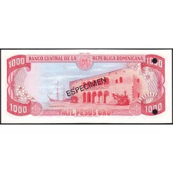 Rép. Dominicaine - Pick 124a_1s - 1'000 pesos oro - Série AA - 1978 - Spécimen - Etat : pr.NEUF