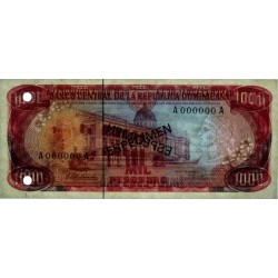 Rép. Dominicaine - Pick 124a_1s - 1'000 pesos oro - Série AA - 1978 - Spécimen - Etat : pr.NEUF