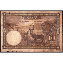 Congo Belge - Pick 9 - 10 francs - Série B - 10/09/1937 - Etat : B