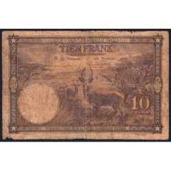Congo Belge - Pick 9 - 10 francs - Série C - 10/09/1937 - Etat : B-