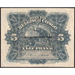 Congo Belge - Pick 13Ad - 5 francs - Série A/R - Sixième émission - 10/04/1947 - Etat : TTB