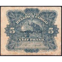 Congo Belge - Pick 13Ad - 5 francs - Série A/T - Sixième émission - 10/04/1947 - Etat : TB+