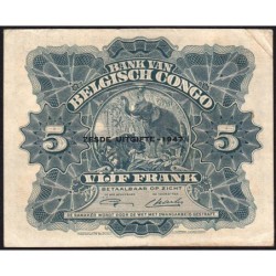 Congo Belge - Pick 13Ad - 5 francs - Série A/V - Sixième émission - 10/04/1947 - Etat : TTB+