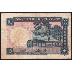 Congo Belge - Pick 14E_2 - 10 francs - Série A/Q - 15/08/1949 - Etat : B