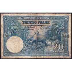 Congo Belge - Pick 15 - 20 francs - Série A - 10/09/1940 - Etat : B+