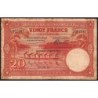Congo Belge - Pick 15C - 20 francs - Série J - Quatrième émission - 10/03/1943 - Etat : TB-