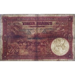 Congo Belge - Pick 15D - 20 francs - Série N - Cinquième émission - 10/5/1944 - Etat : B+