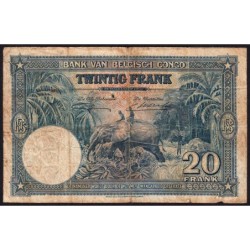 Congo Belge - Pick 15E - 20 francs - Série Y - 10/04/1946 - Etat : B