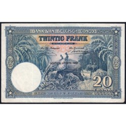 Congo Belge - Pick 15G - 20 francs - Série AT - Huitième émission - 18/05/1949 - Etat : TTB+