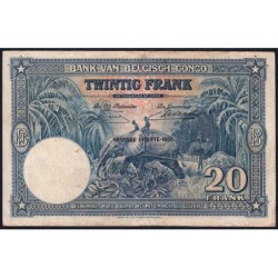 Congo Belge - Pick 15H - 20 francs - Série AY - Neuvième émission - 11/04/1950 - Etat : TB+