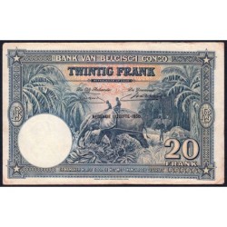 Congo Belge - Pick 15H - 20 francs - Série AY - Neuvième émission - 11/04/1950 - Etat : TTB