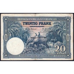 Congo Belge - Pick 15H - 20 francs - Série BB - Neuvième émission - 11/04/1950 - Etat : TTB-