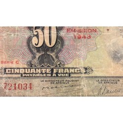 Congo Belge - Pick 16b - 50 francs - Série C - Emission 1943 - Etat : B-