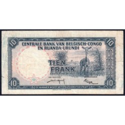 Congo Belge - Ruanda Urundi - Pick 30b_5 - 10 francs - Série W - 01/11/1956 - Etat : TTB