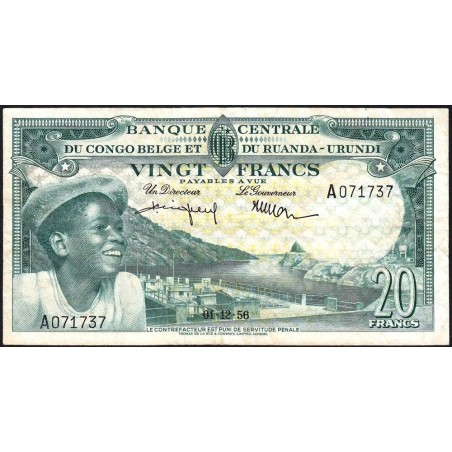 Congo Belge - Ruanda Urundi - Pick 31_1 - 20 francs - Série E - 01/12/1956 - Etat : TB+