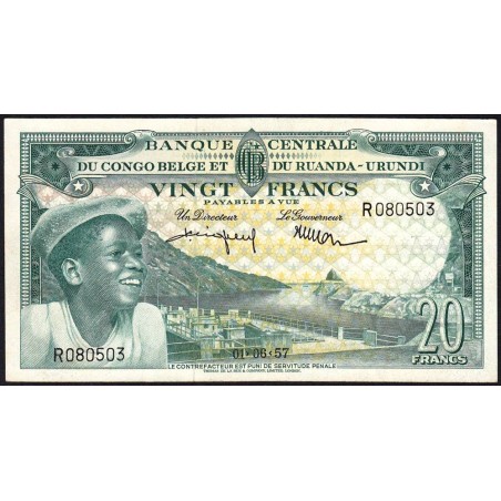 Congo Belge - Ruanda Urundi - Pick 31_4 - 20 francs - Série R - 01/06/1957 - Etat : SPL+