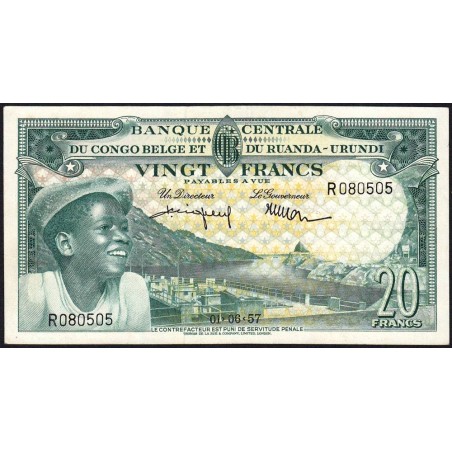 Congo Belge - Ruanda Urundi - Pick 31_4 - 20 francs - Série R - 01/06/1957 - Etat : SPL+