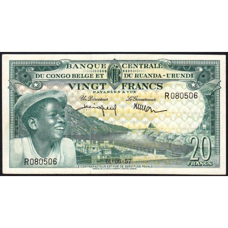 Congo Belge - Ruanda Urundi - Pick 31_4 - 20 francs - Série R - 01/06/1957 - Etat : SPL+