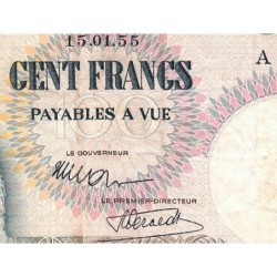 Congo Belge - Ruanda Urundi - Pick 33a_1 - 100 francs - Série A - 15/01/1955 - Etat : TB+